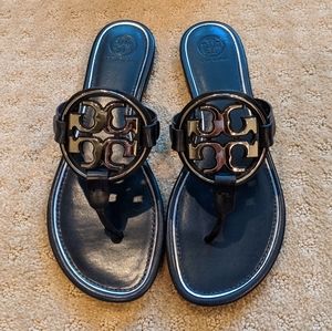 Tory Burch Shoes - NIB Tory Burch Metal Miller Sandal Navy Silver 9 Tory Burch Shoes - NIB Tory Burch Metal Miller Sandal Navy Silver 9